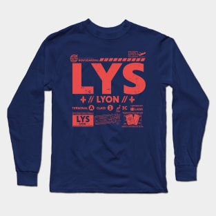 Vintage Lyon LYS Airport Code Travel Day Retro Travel Tag France Long Sleeve T-Shirt